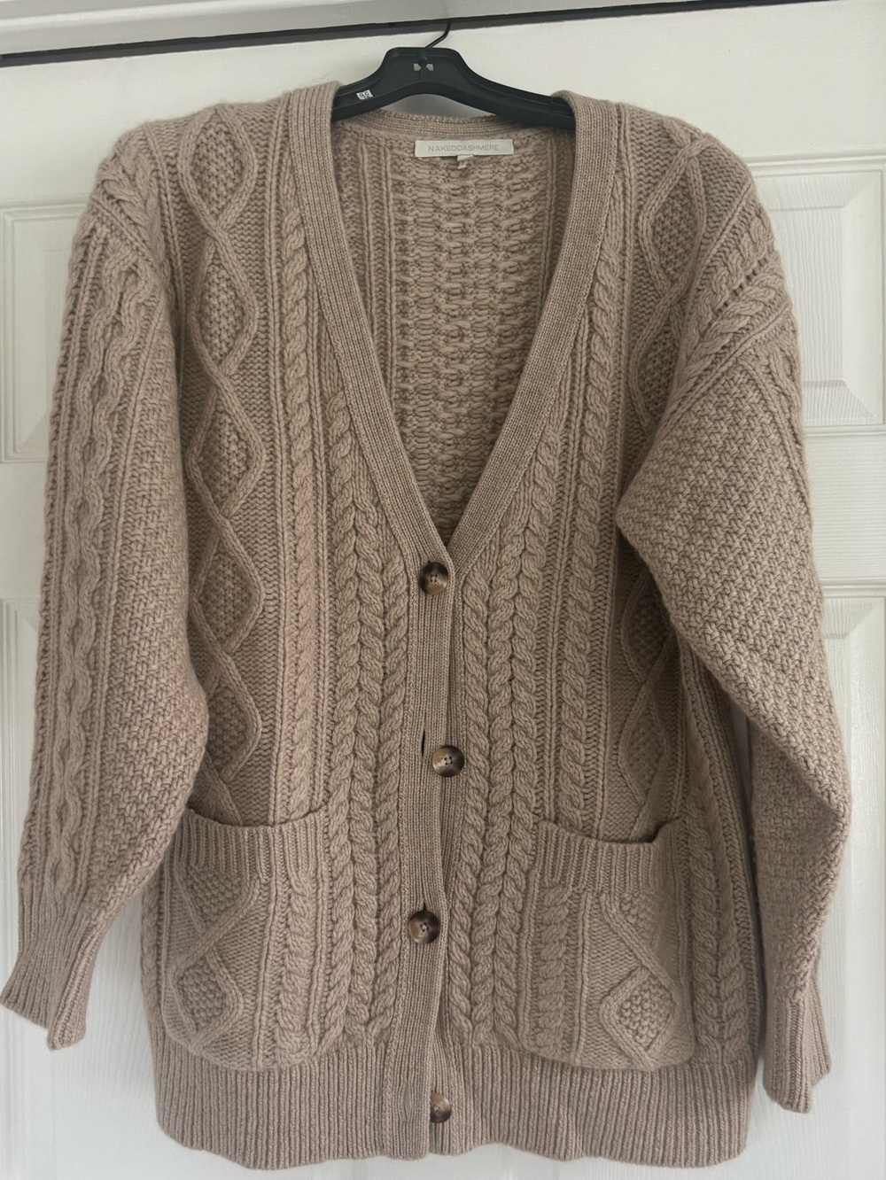 Naked Cashmere Natasha Cable Knit Cardigan Flax 100% Cashmere S